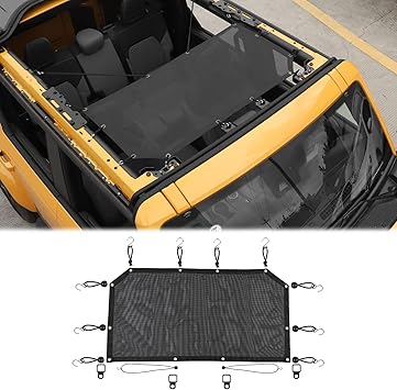 Front Top Sunshade Mesh Bikini Top Roof Sun Shade- Blocks UV, Wind, Noise- Insulation Mesh Compatible with 2021-2022 Ford Bronco